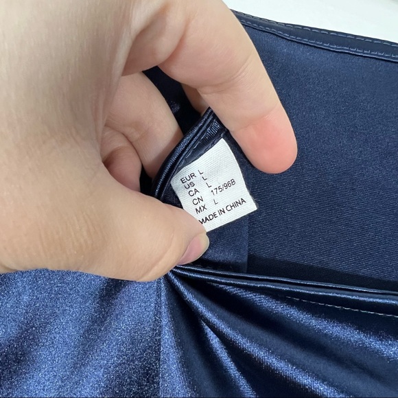 Romwe Women's Elegant One Shoulder Sleeveless Split Hem, Midi Dress Navy Blue L - Picture 11 of 13